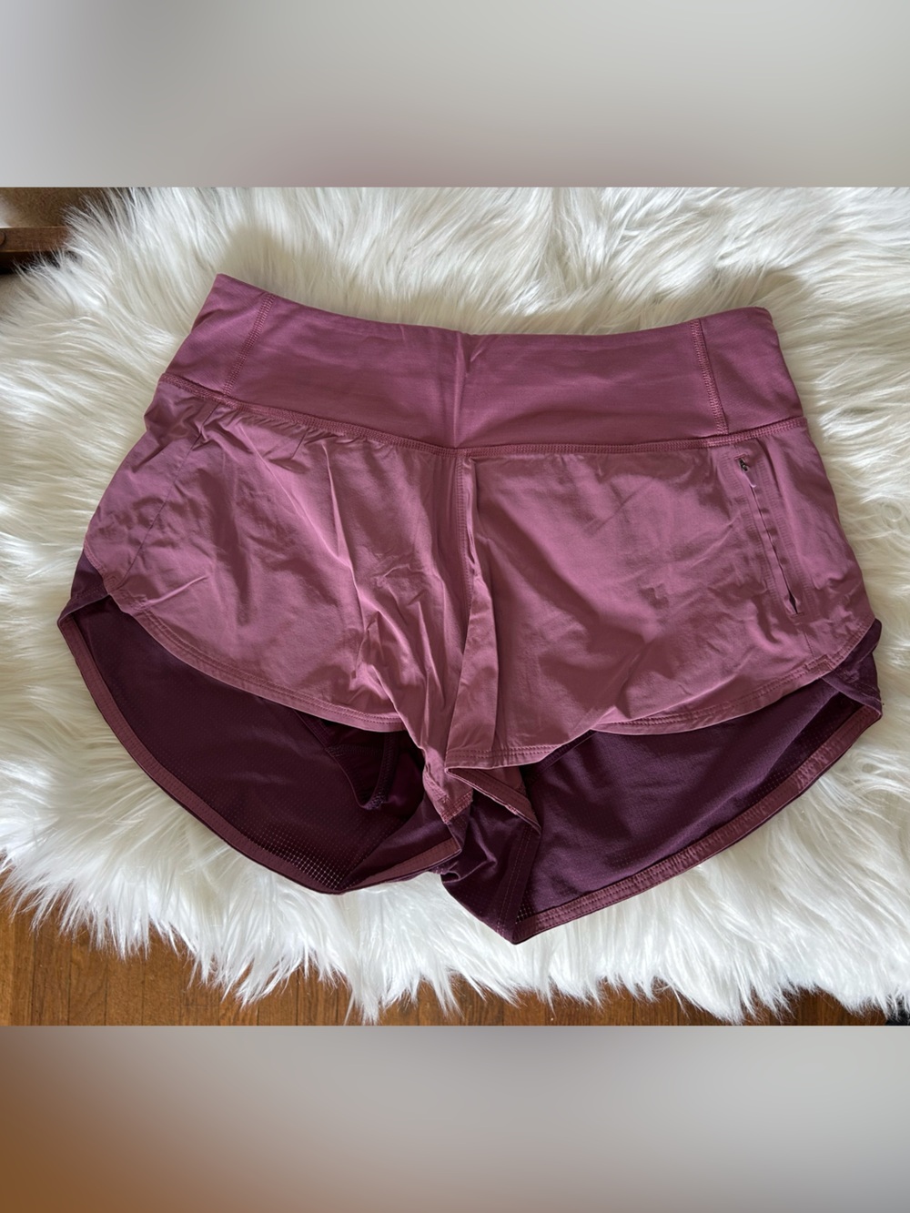 Outdoor Voices Purple and maroon color blocked exercise shorts